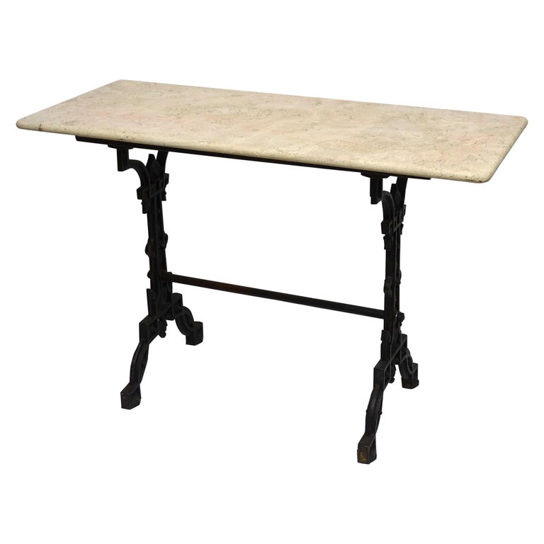French Cast Iron Base with Travertine Bistro Table 19th Century at 1stDibs