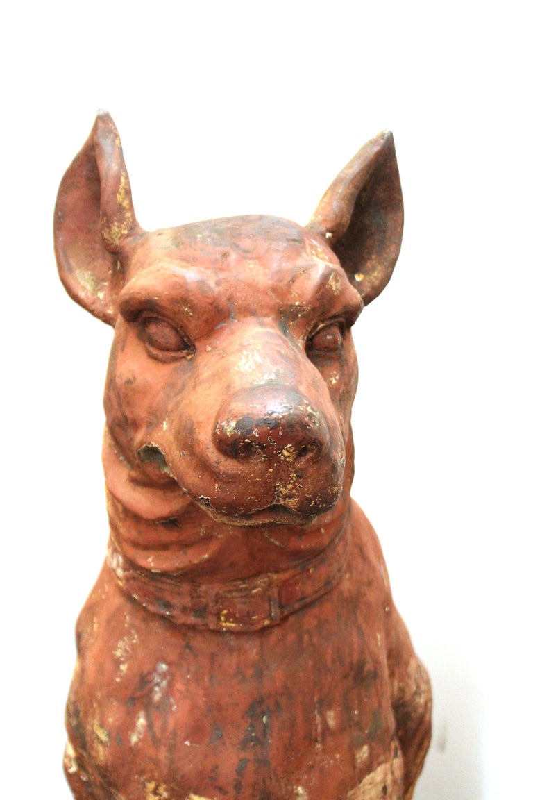 French Cast Iron Beauceron Dog Statues at 1stDibs antique dog statues