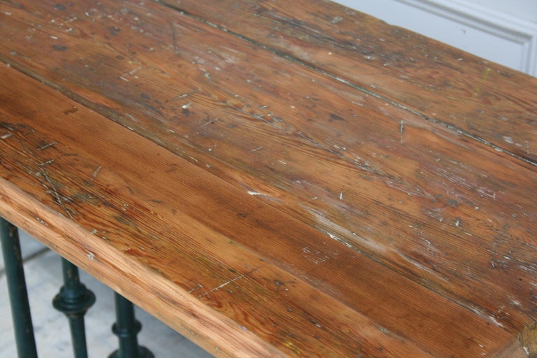 French Cast Iron Bistro Garden Table with ParasolHolder, 19th Century