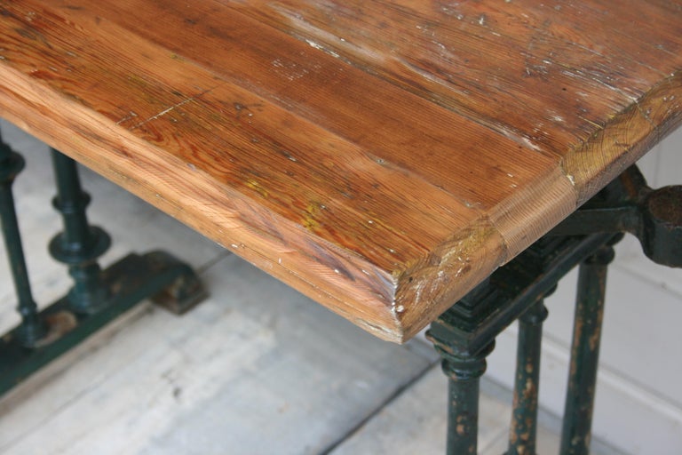 French Cast Iron Bistro Garden Table with ParasolHolder, 19th Century