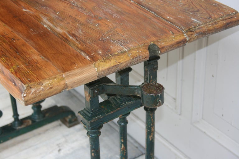 French Cast Iron Bistro Garden Table with ParasolHolder, 19th Century