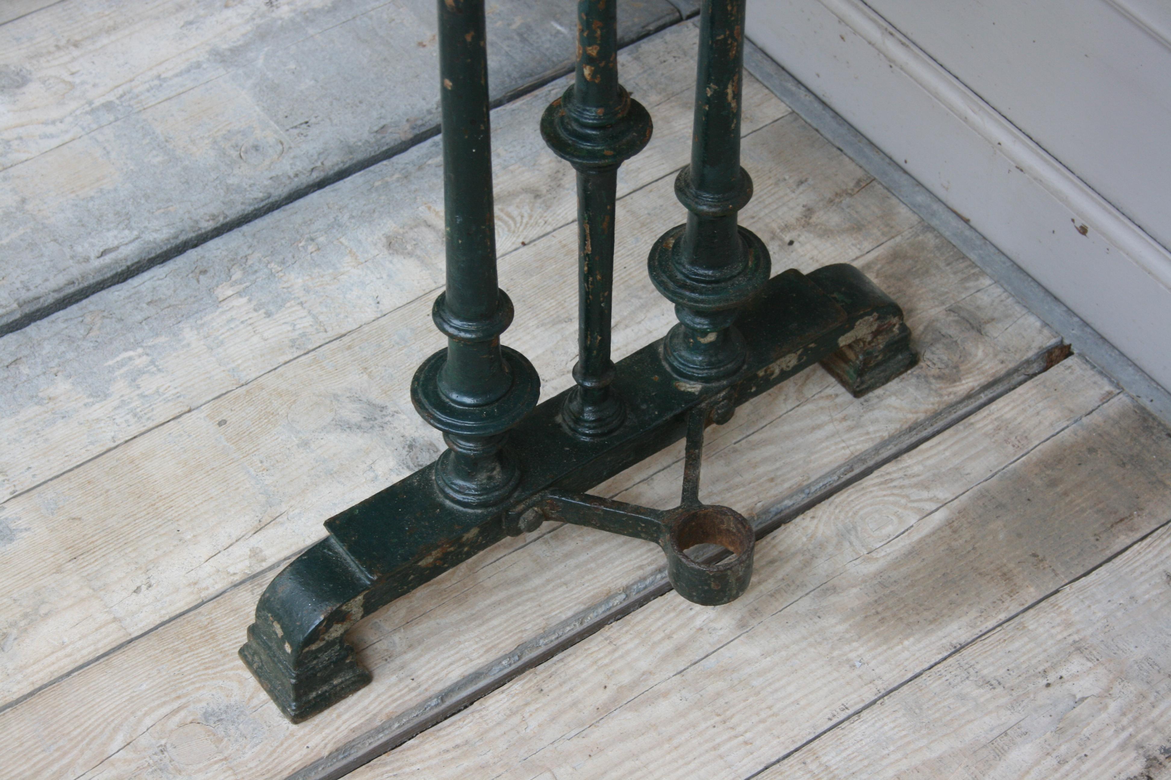 French Cast Iron Bistro Garden Table with Parasol-Holder, 19th Century 9