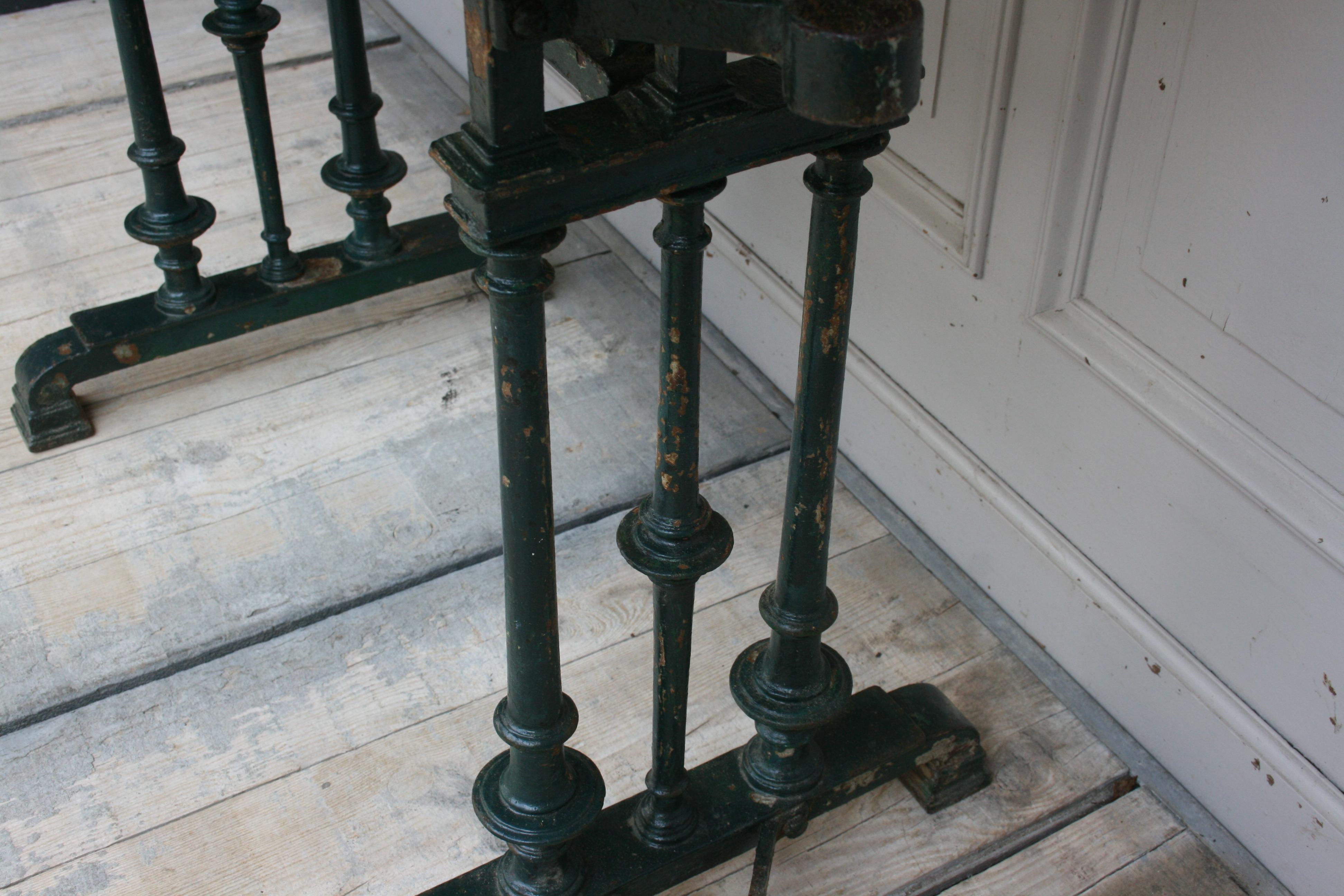 French Cast Iron Bistro Garden Table with Parasol-Holder, 19th Century 10