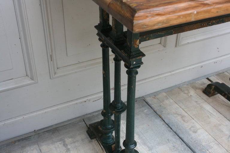 French Cast Iron Bistro Garden Table with ParasolHolder, 19th Century