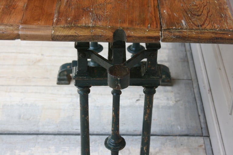 French Cast Iron Bistro Garden Table with ParasolHolder, 19th Century
