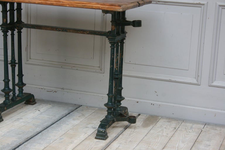 French Cast Iron Bistro Garden Table with ParasolHolder, 19th Century