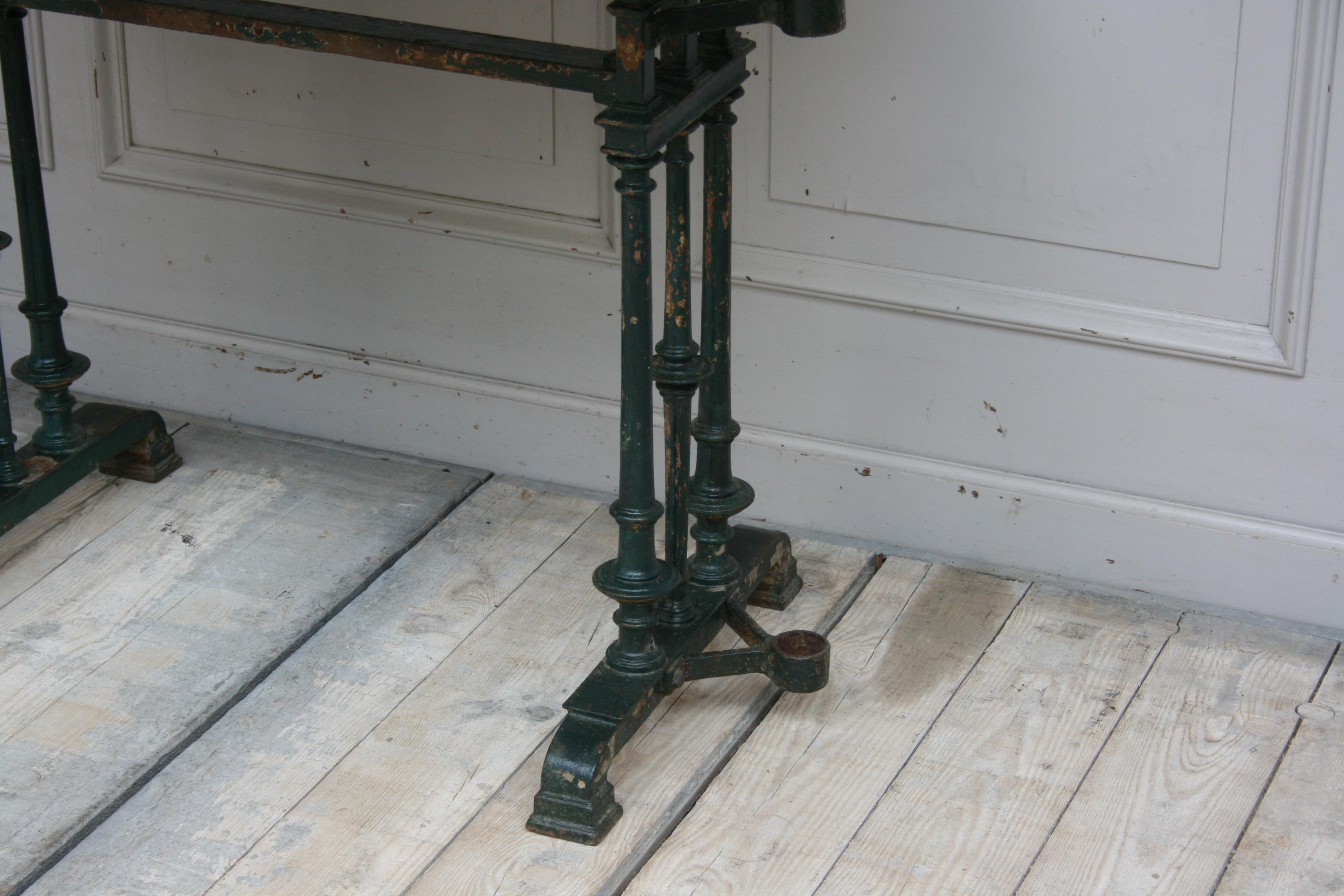 French Cast Iron Bistro Garden Table with Parasol-Holder, 19th Century 3