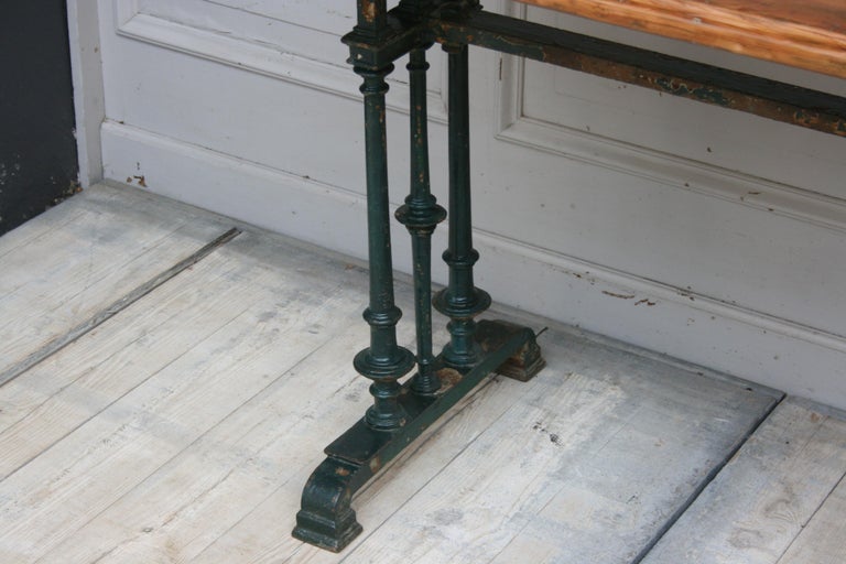 French Cast Iron Bistro Garden Table with ParasolHolder, 19th Century