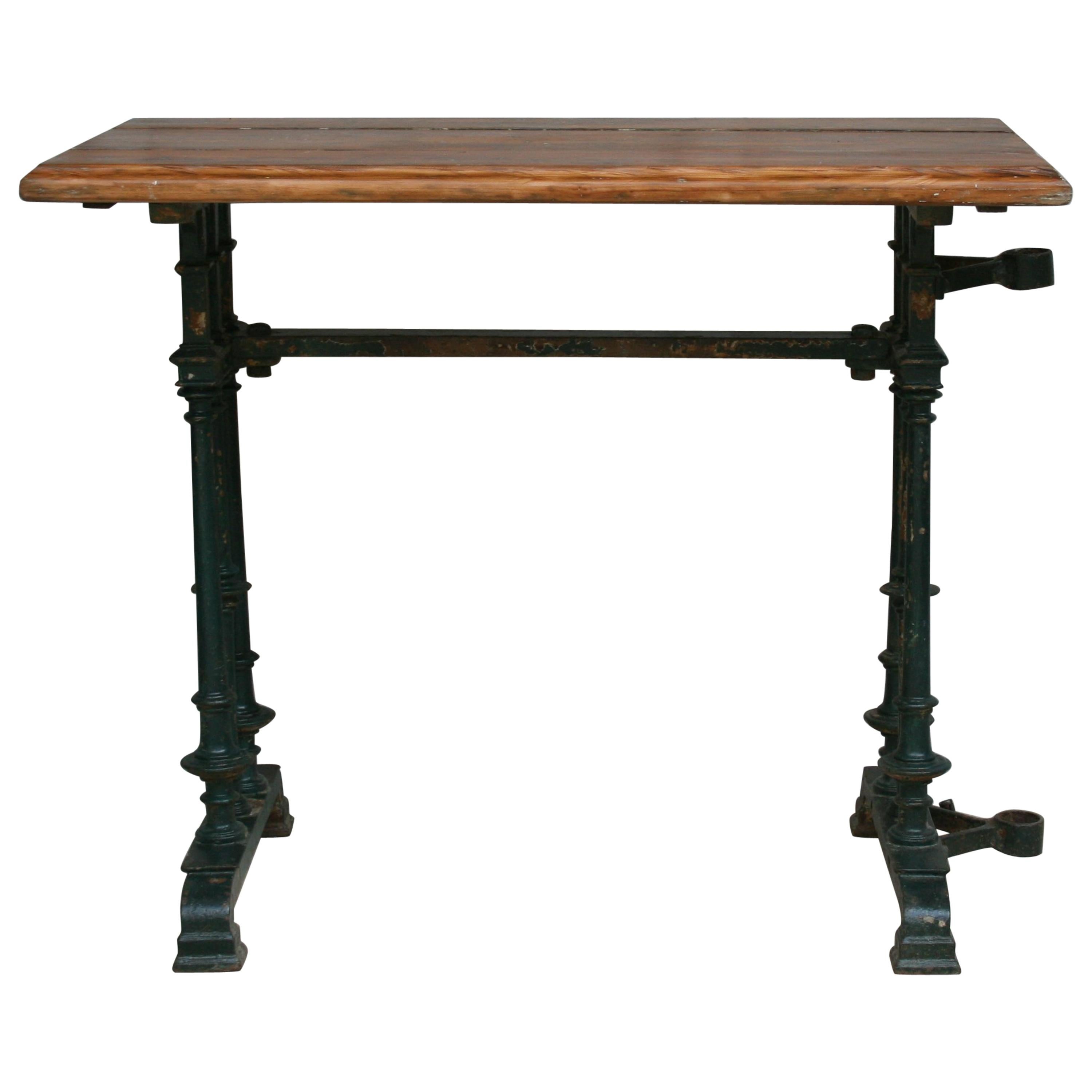 French Cast Iron Bistro Garden Table with Parasol-Holder, 19th Century
