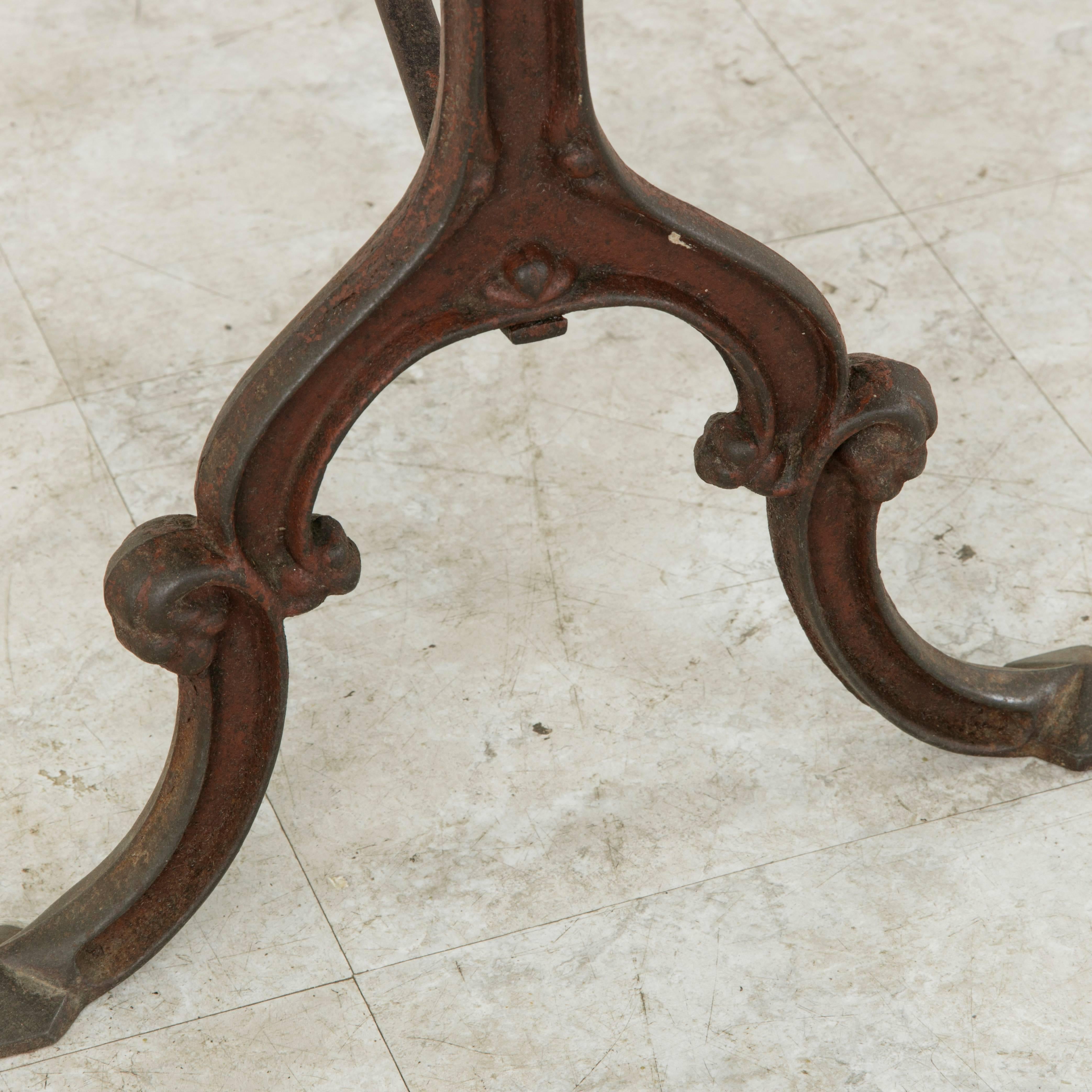 French Cast Iron Bistro Table or Cafe Table with Oak Top, circa 1900 5