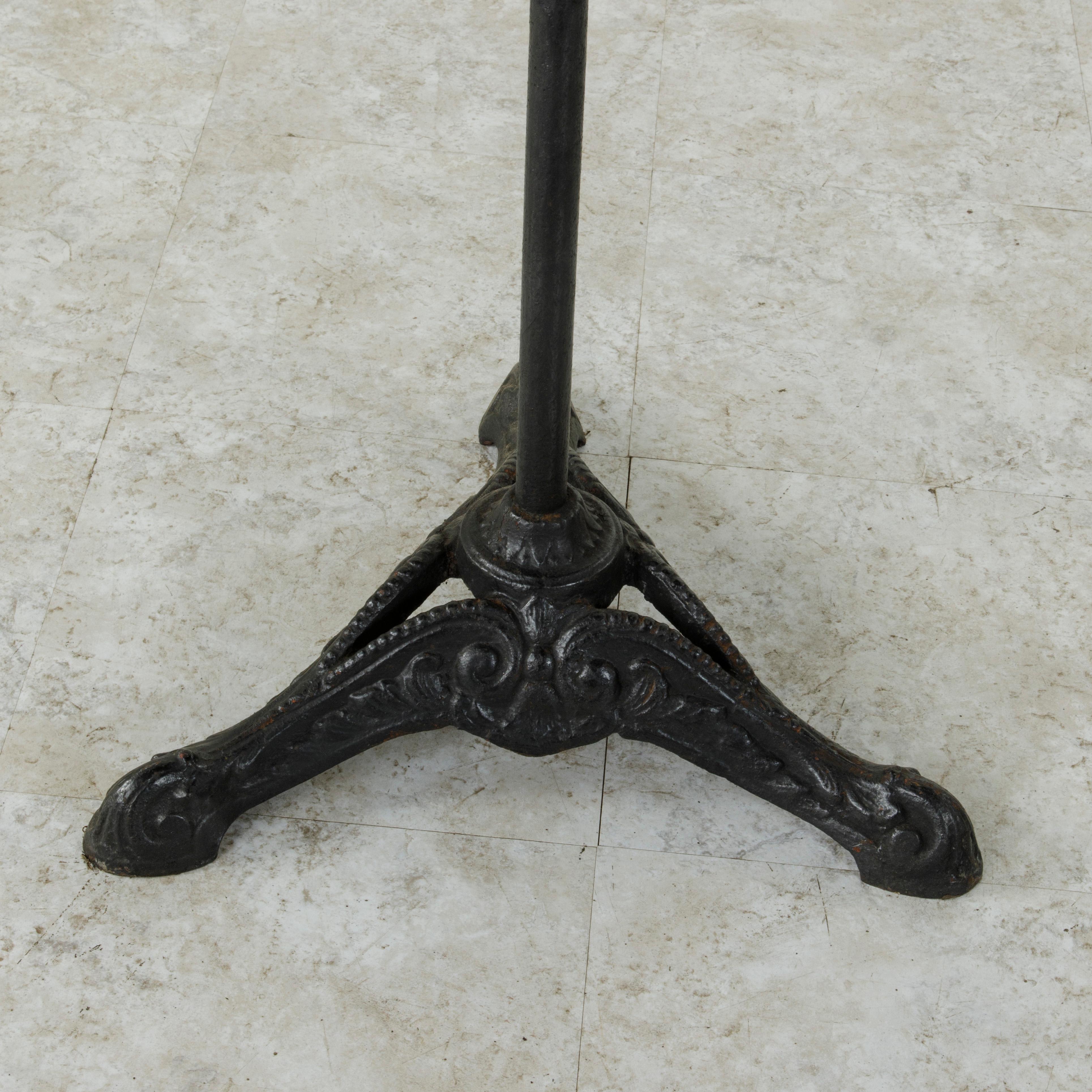 French Cast Iron Bistro Table or Cafe Table with Round Walnut Top, circa 1900 5