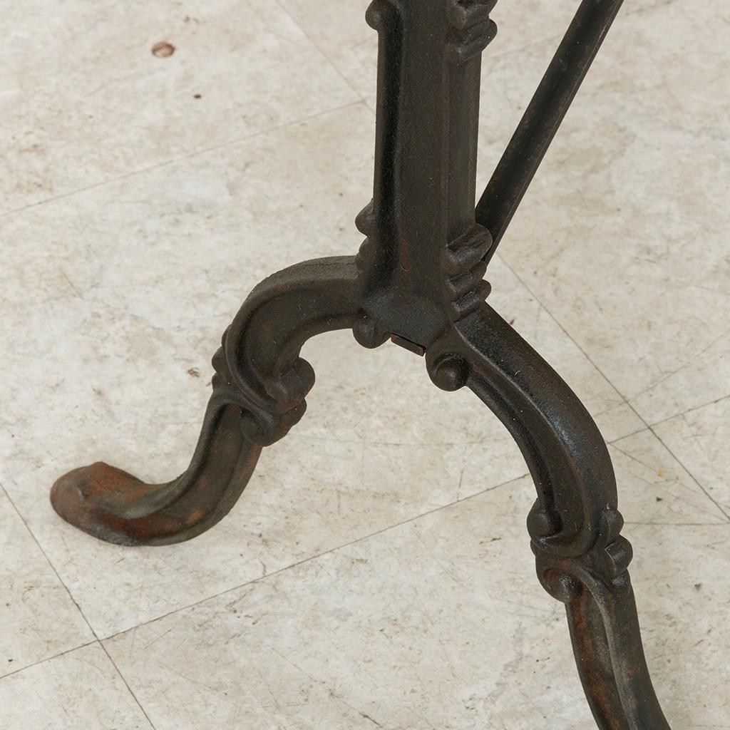 French Cast Iron Bistro Table or Outdoor Garden Table with Marble Top circa 1900 7
