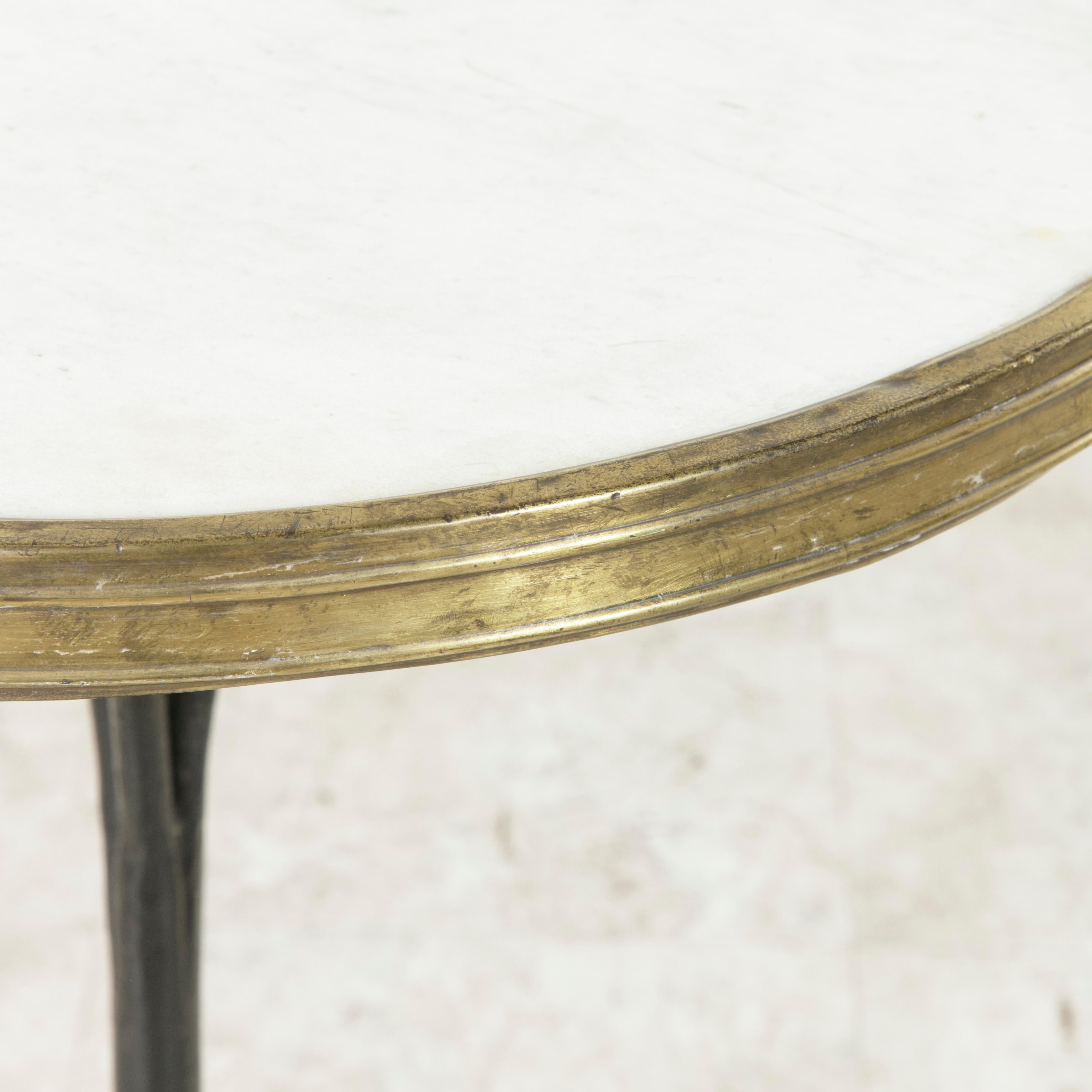 French Cast Iron Bistro Table with Marble Top and Brass Banding, circa 1900 4
