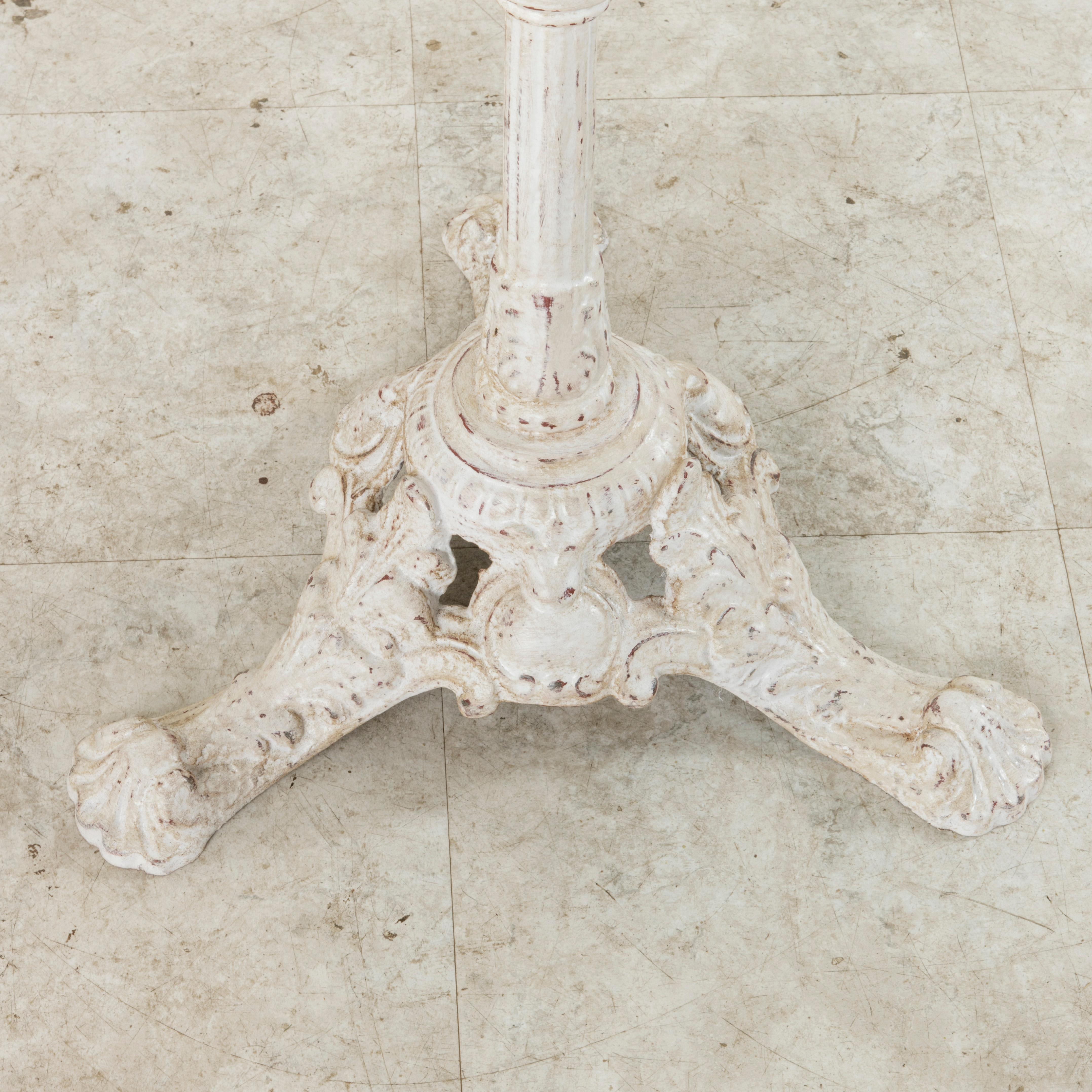 French Cast Iron Bistro Table with Marble Top and Brass Rim, circa 1900 3