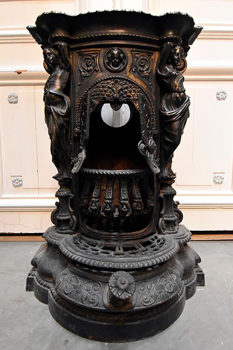 French Cast Iron Blue Black Heater Stove 1