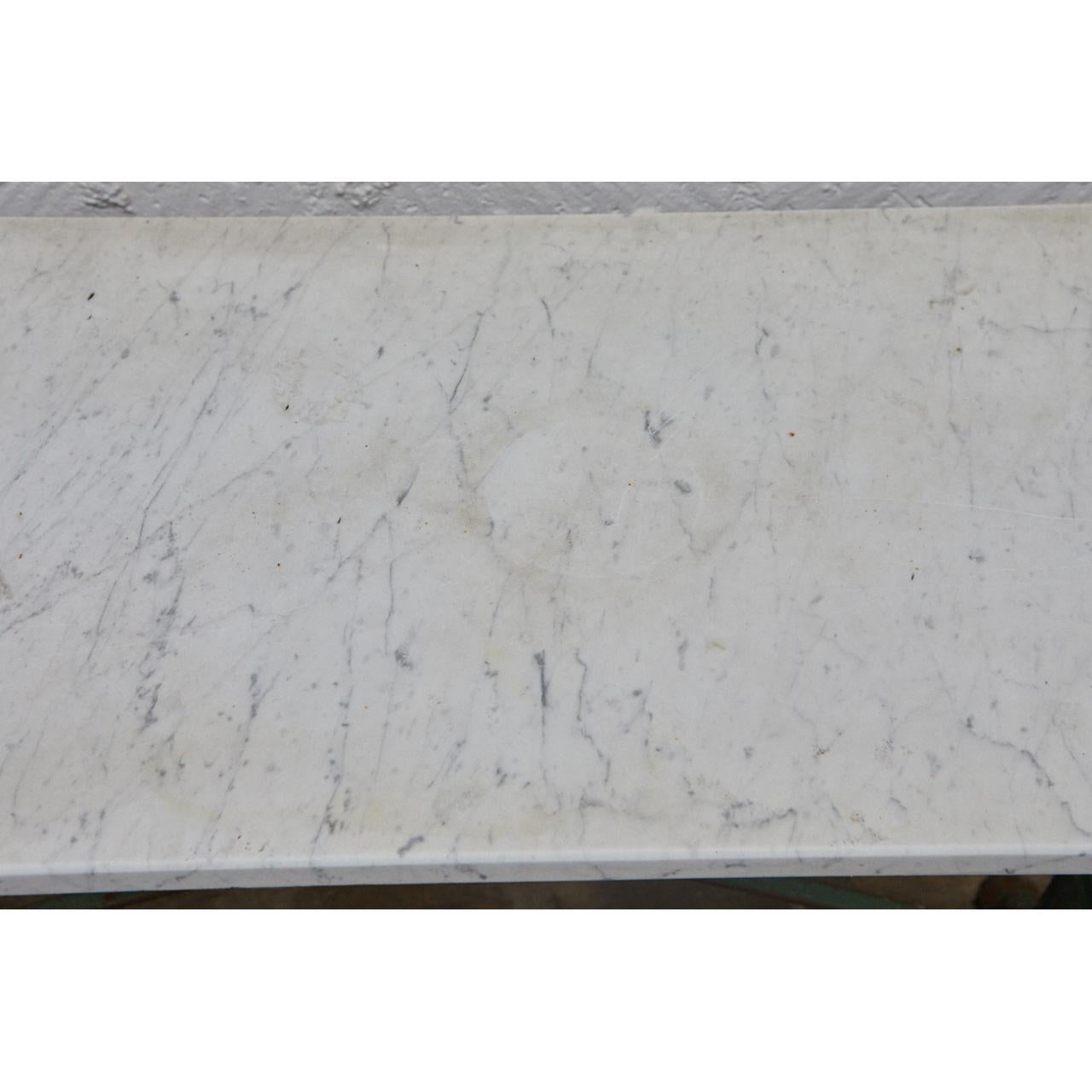 Art Nouveau French Cast Iron Cafe Table with Marble Top For Sale