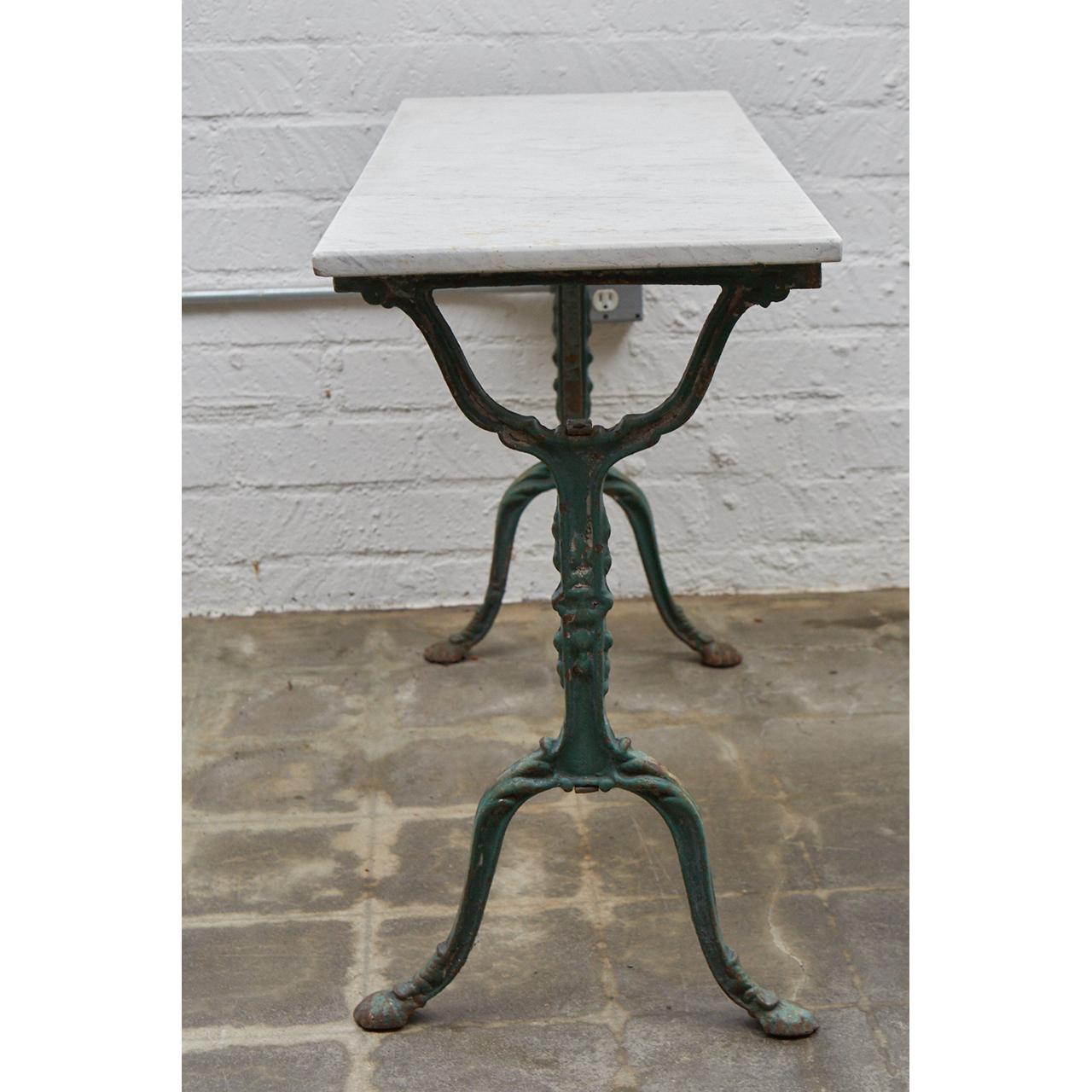 French Cast Iron Cafe Table with Marble Top For Sale 1