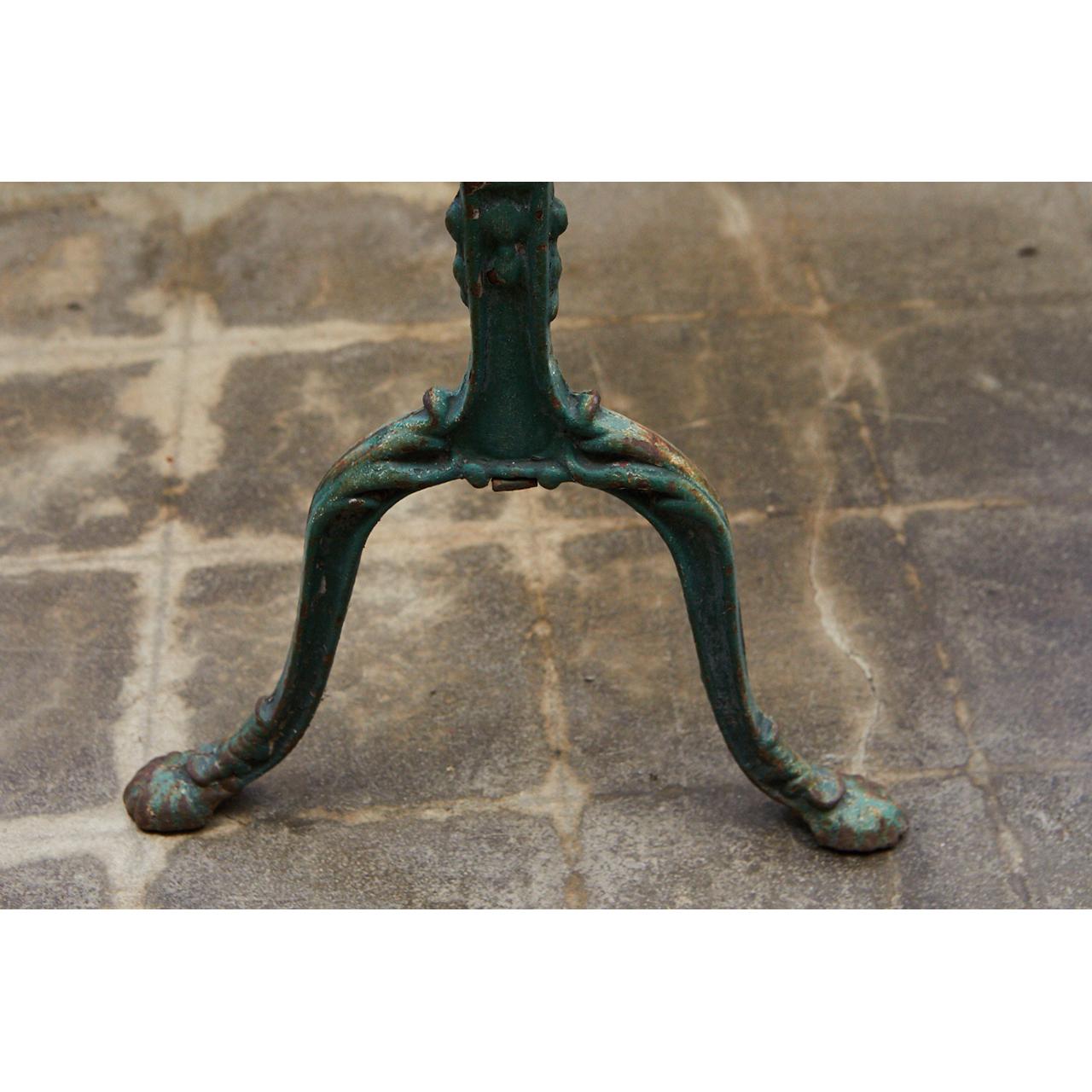 French Cast Iron Cafe Table with Marble Top For Sale 2
