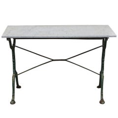 Antique French Cast Iron Cafe Table with Marble Top