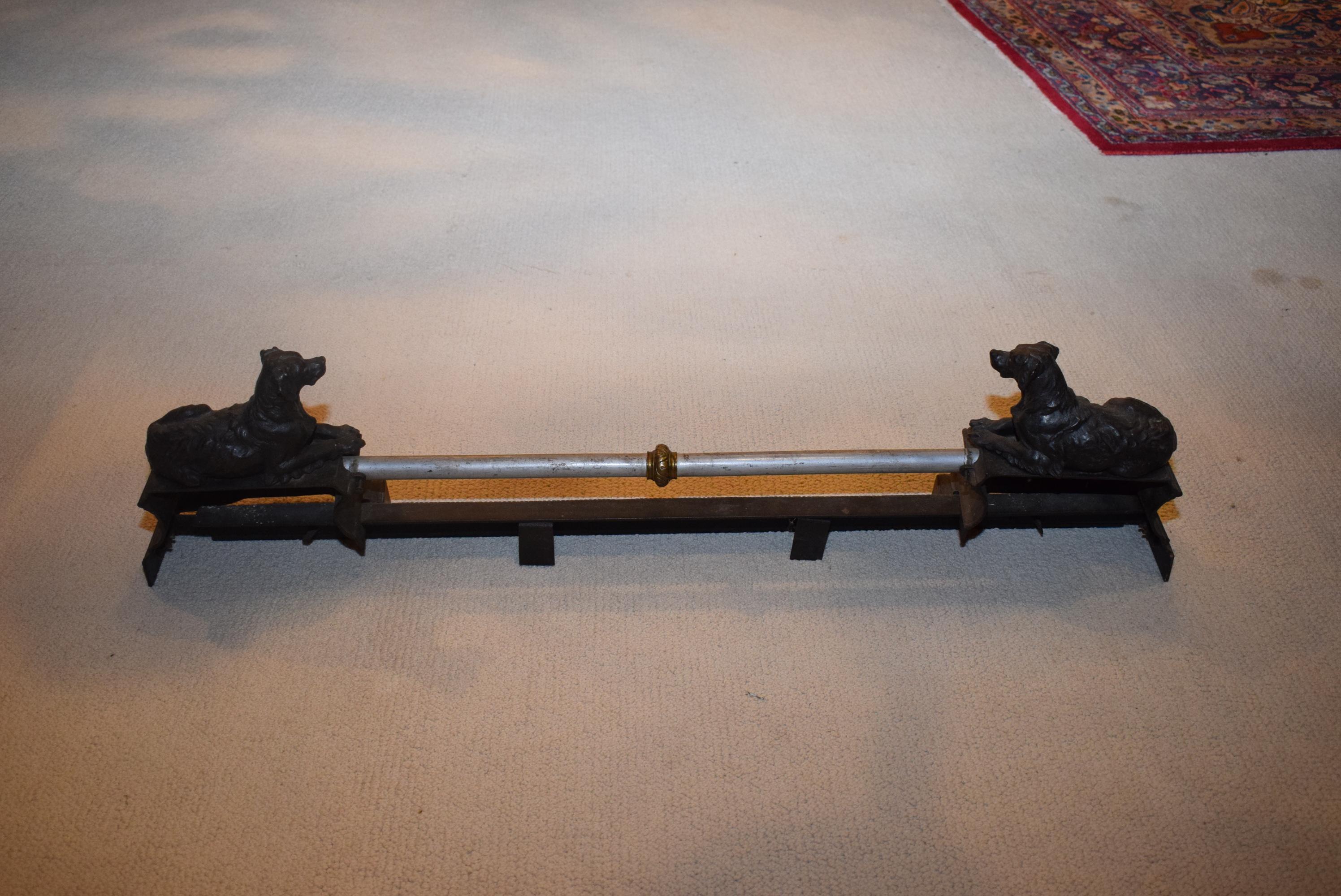 French cast iron fireplace chenets with dogs. 
Measures: 11