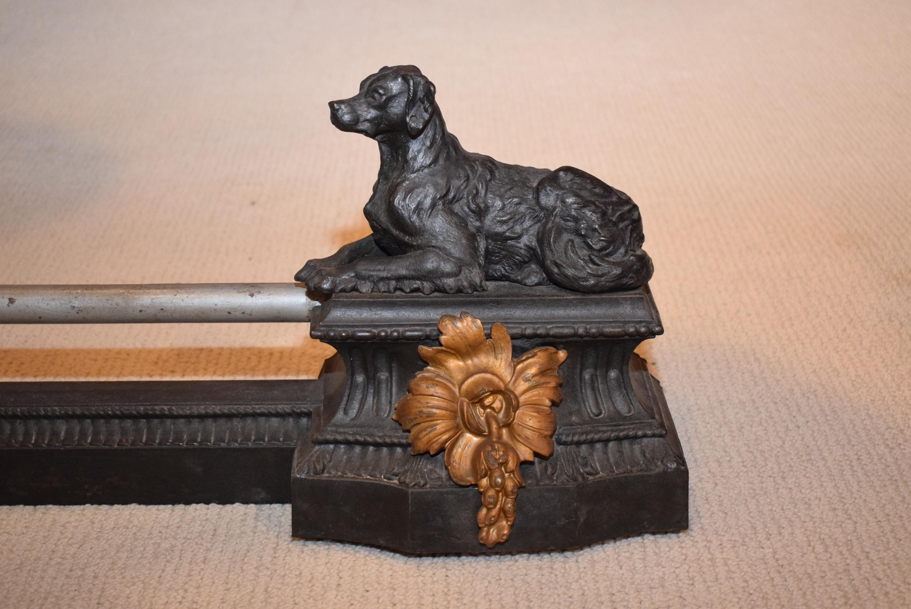 French Cast Iron Chenets with Dogs In Good Condition In Atlanta, GA