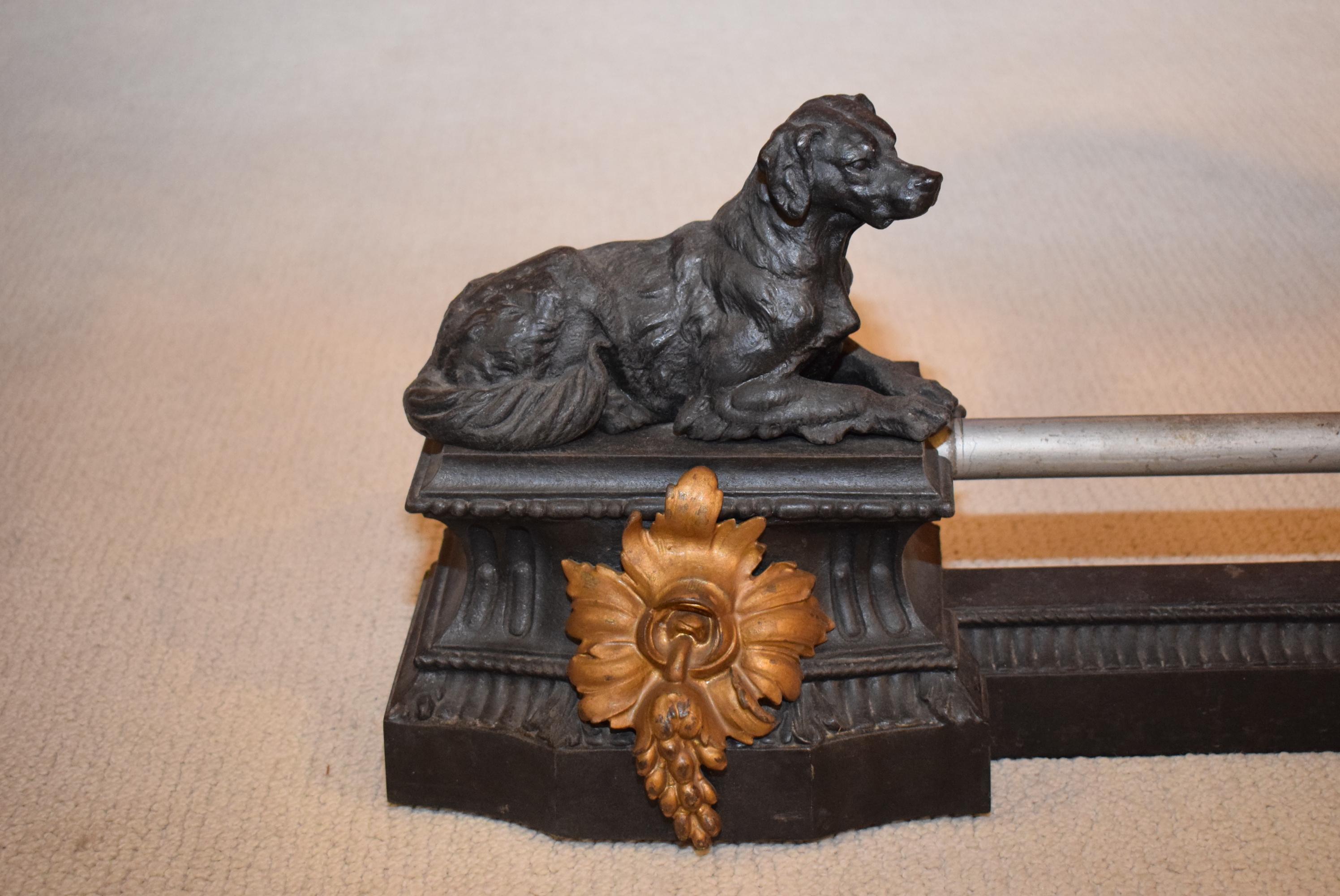Early 20th Century French Cast Iron Chenets with Dogs