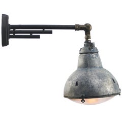 French Cast Iron Clear Glass Mercury Mirror Street Wall Light by Sammode France