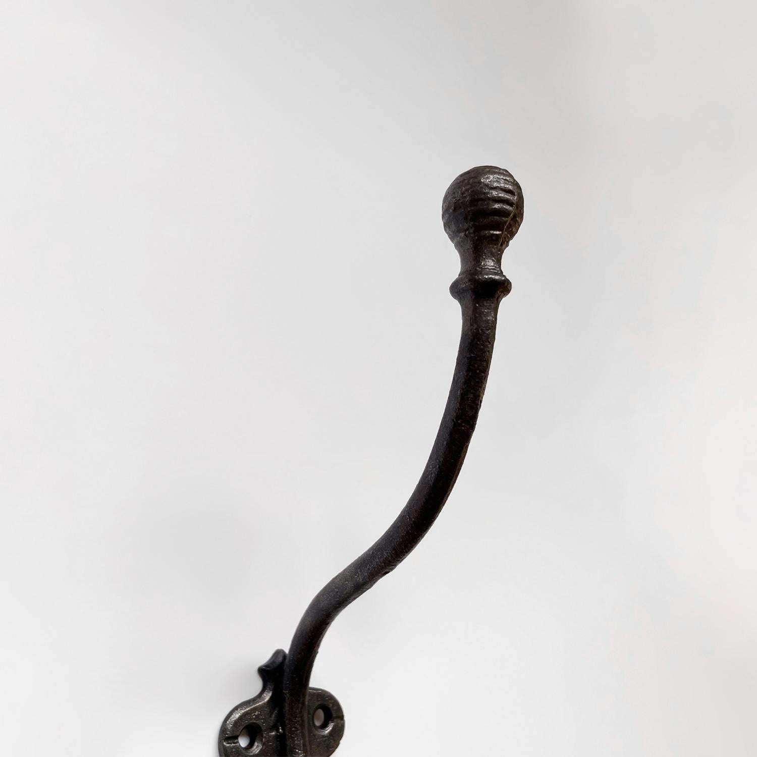 French Cast Iron Double Wall Hook In Good Condition For Sale In Los Angeles, CA