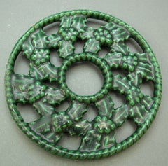 French Cast Iron Enameled Green Trivet Made in France 1970