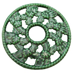 French Cast Iron Enameled Green Trivet Made in France 1970