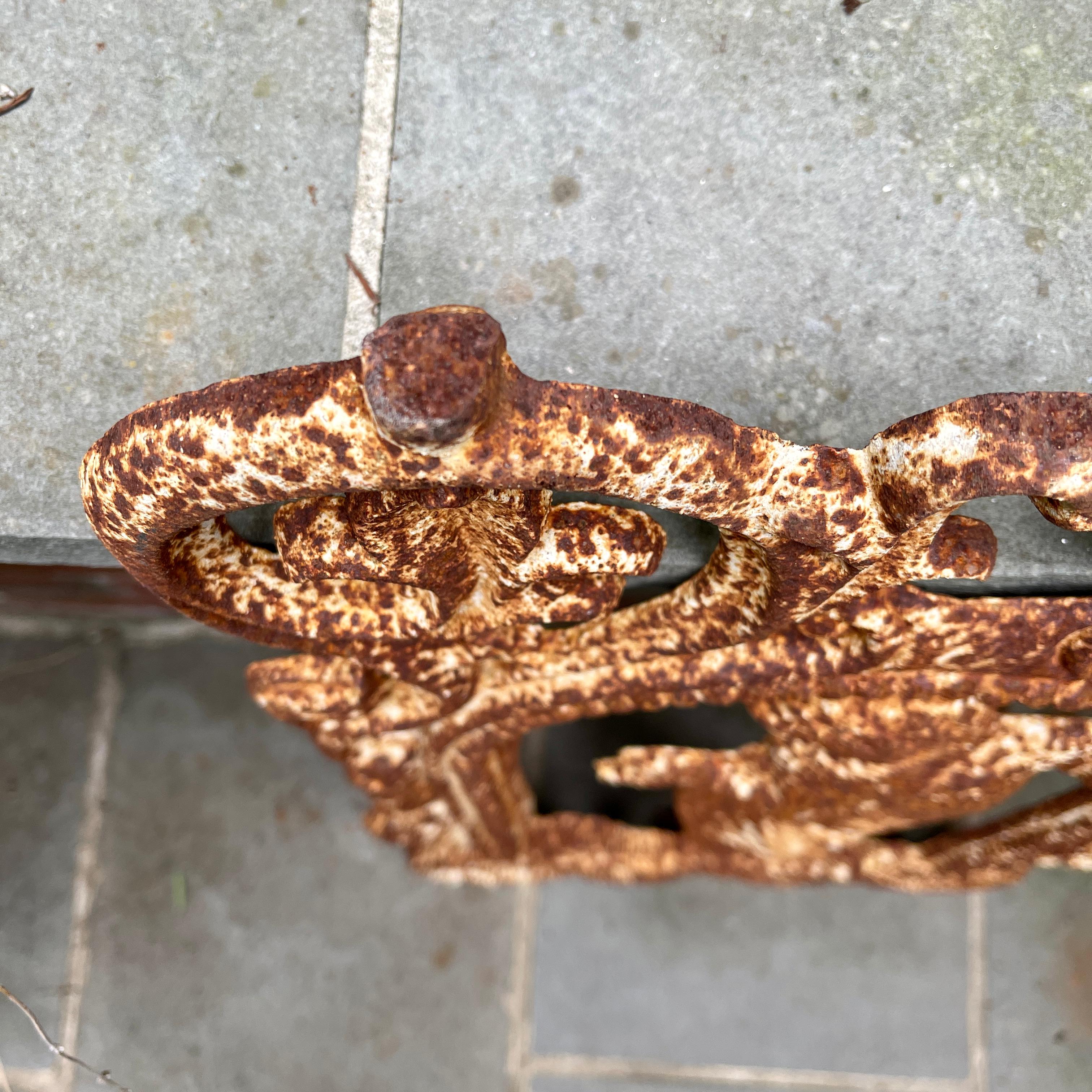 French Cast Iron Figural Flatback Rust Patina Garden Panel For Sale 5