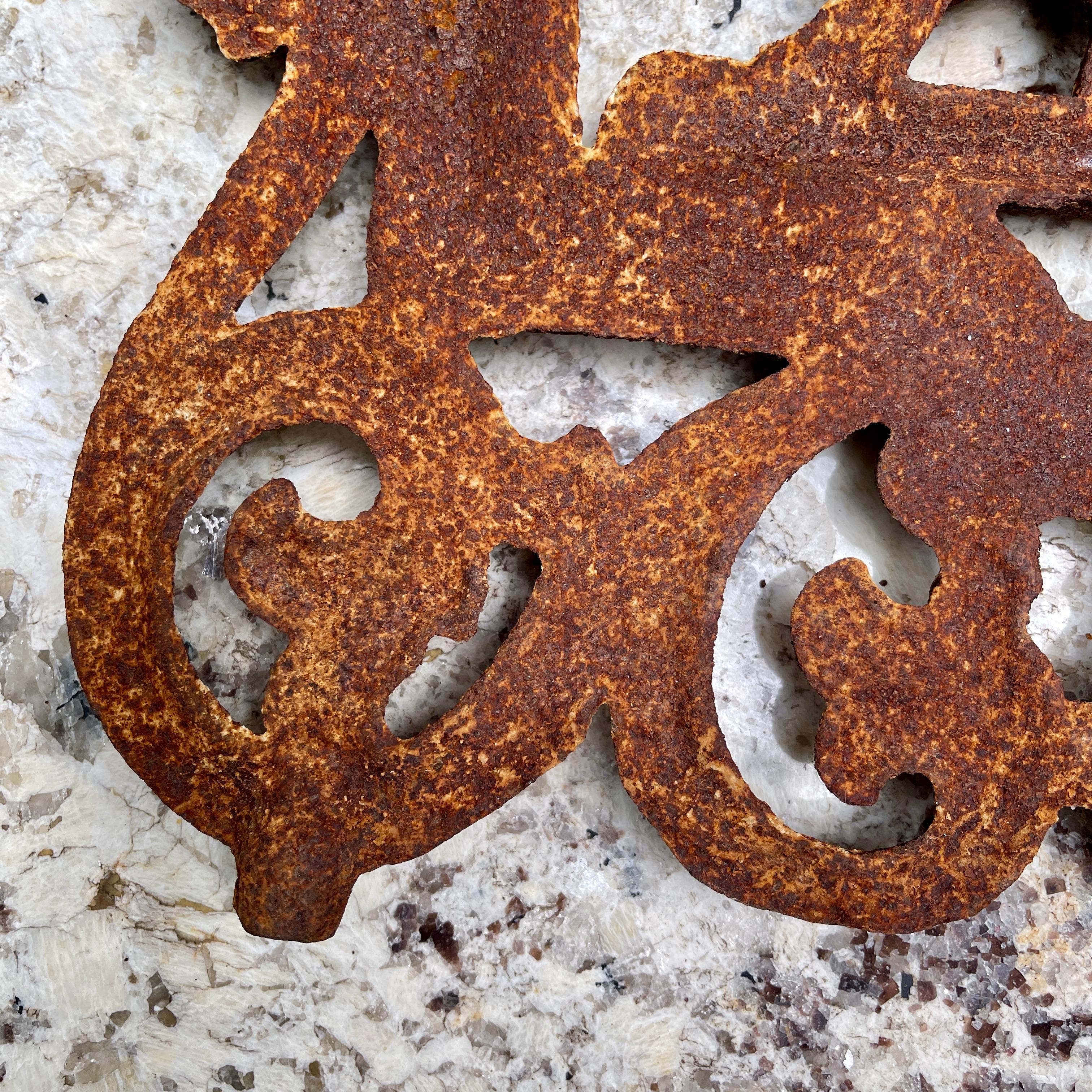 French Cast Iron Figural Flatback Rust Patina Garden Panel For Sale 2