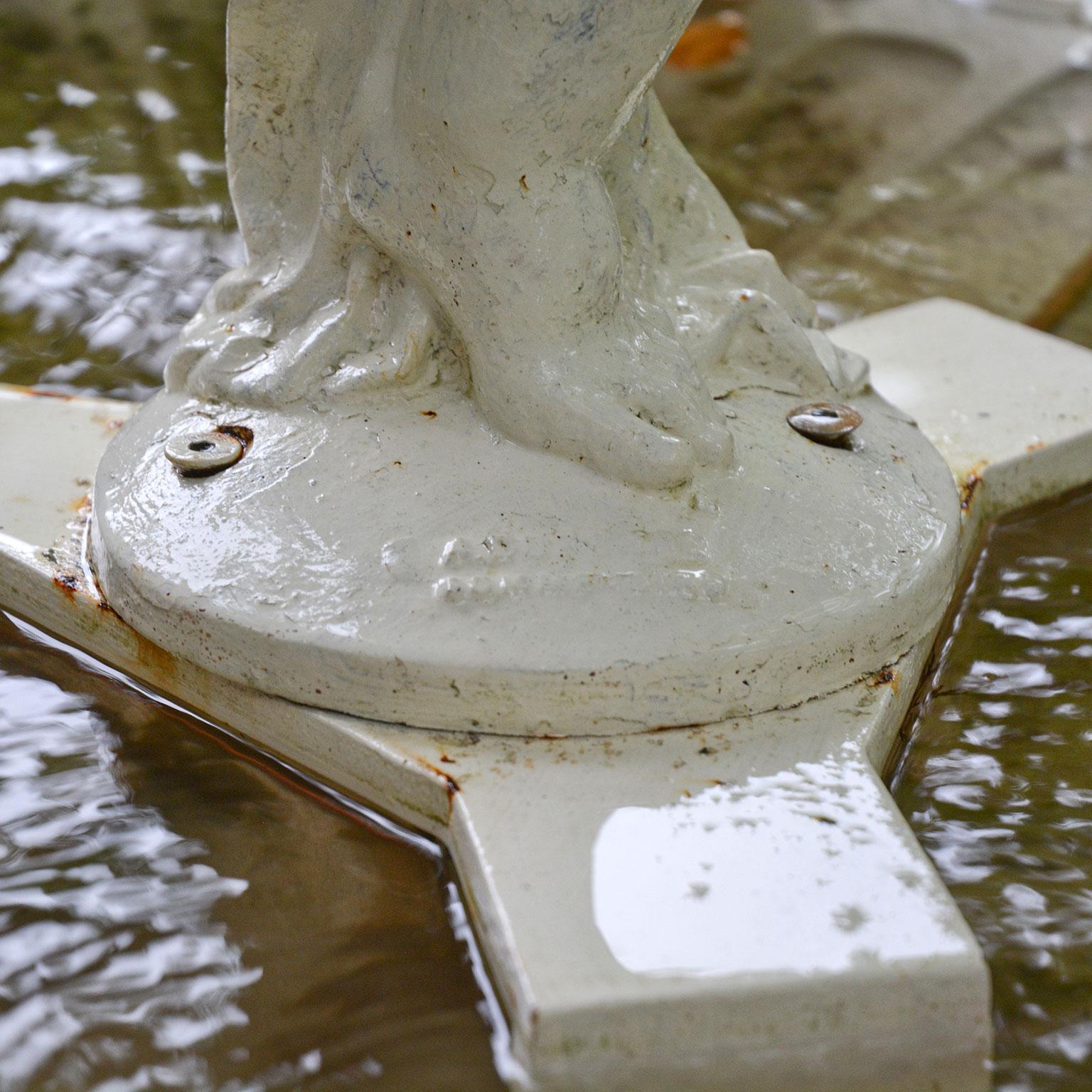 White Cast-Iron Fountain with French Sculpture 3