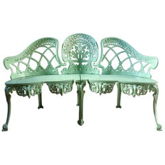 Vintage French Cast Iron Garden Bench Original, 1960s