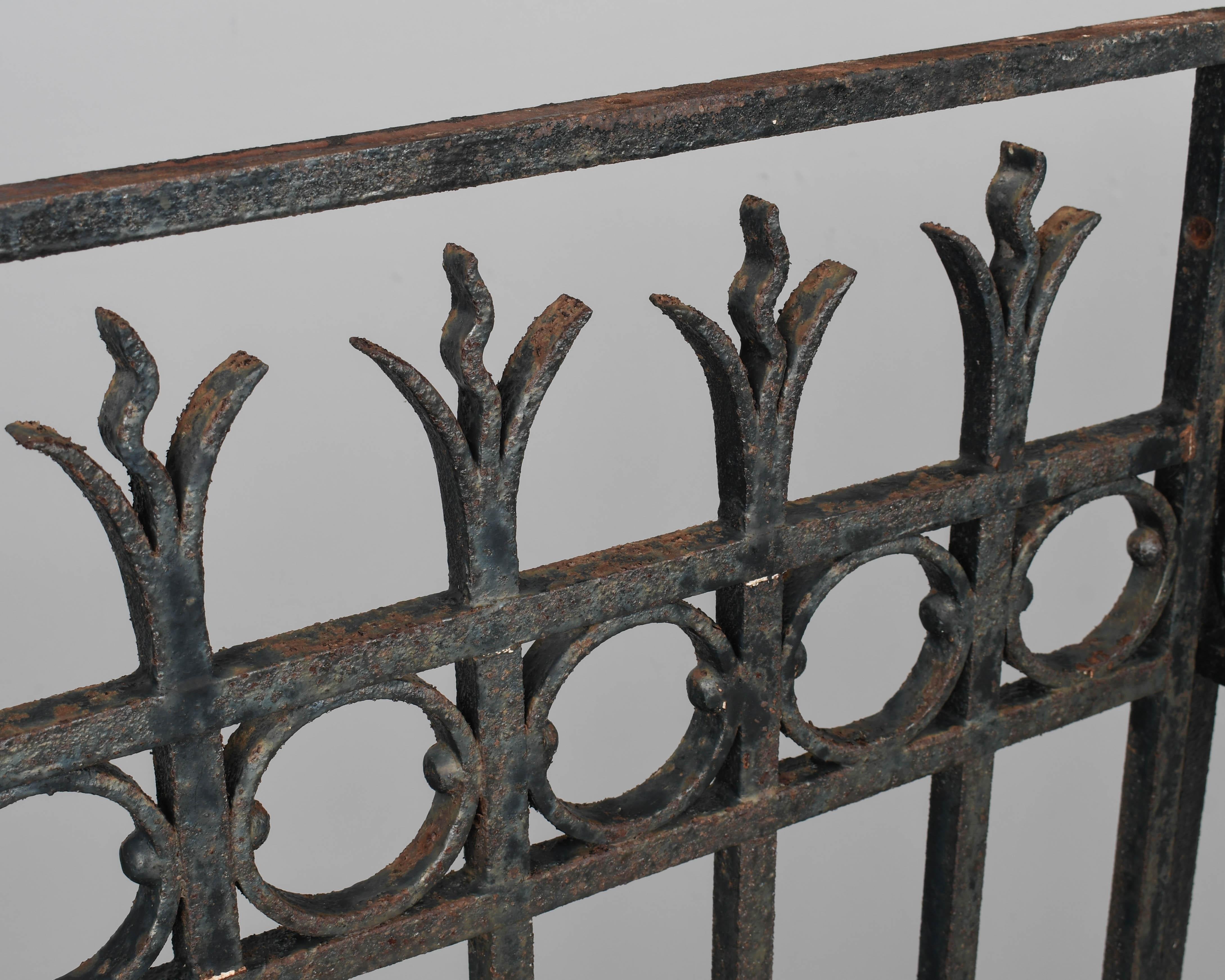 Wrought Iron French Cast Iron Garden Grille Pair For Sale