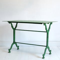 French Cast Iron Garden Table, Green, 19th Century, Bistro, Outdoor, Ornate