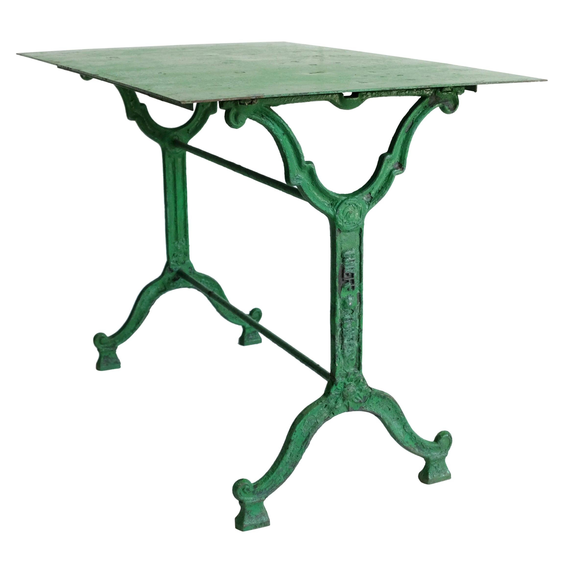 French Cast Iron Garden Table, Green, 19th Century, Bistro, Outdoor, Ornate