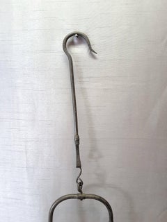 French Cast Iron Hanging Rooster Oil Lamp, 19th Century