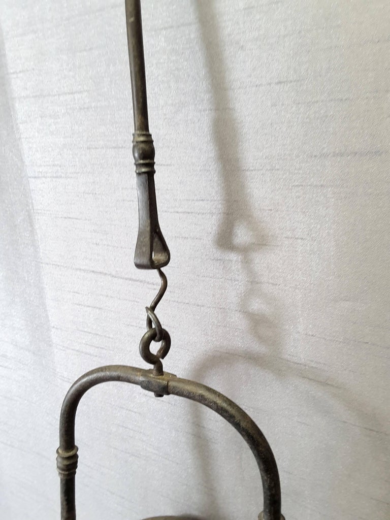 French Cast Iron Hanging Rooster Oil Lamp, 19th Century at 1stDibs