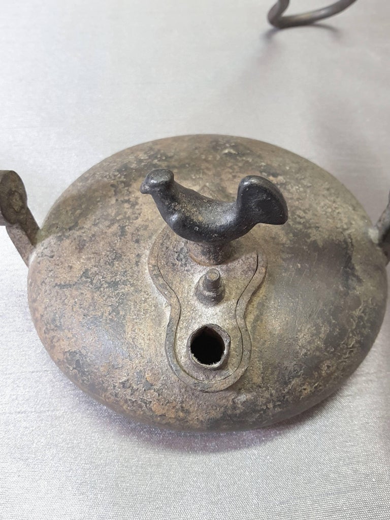 French Cast Iron Hanging Rooster Oil Lamp, 19th Century at 1stDibs