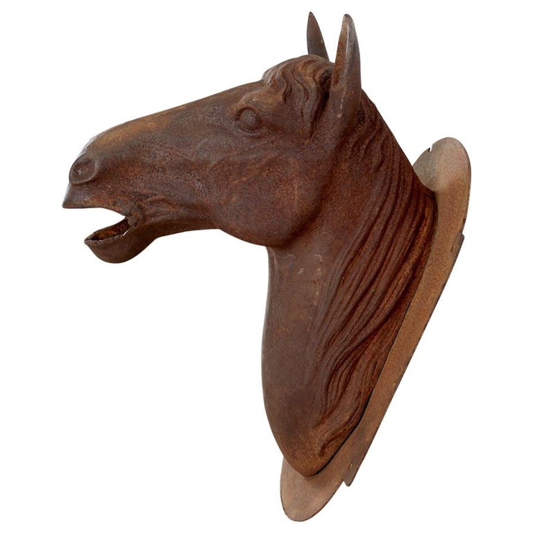 French Cast Iron Horse Head Bust Trade Sign For Sale