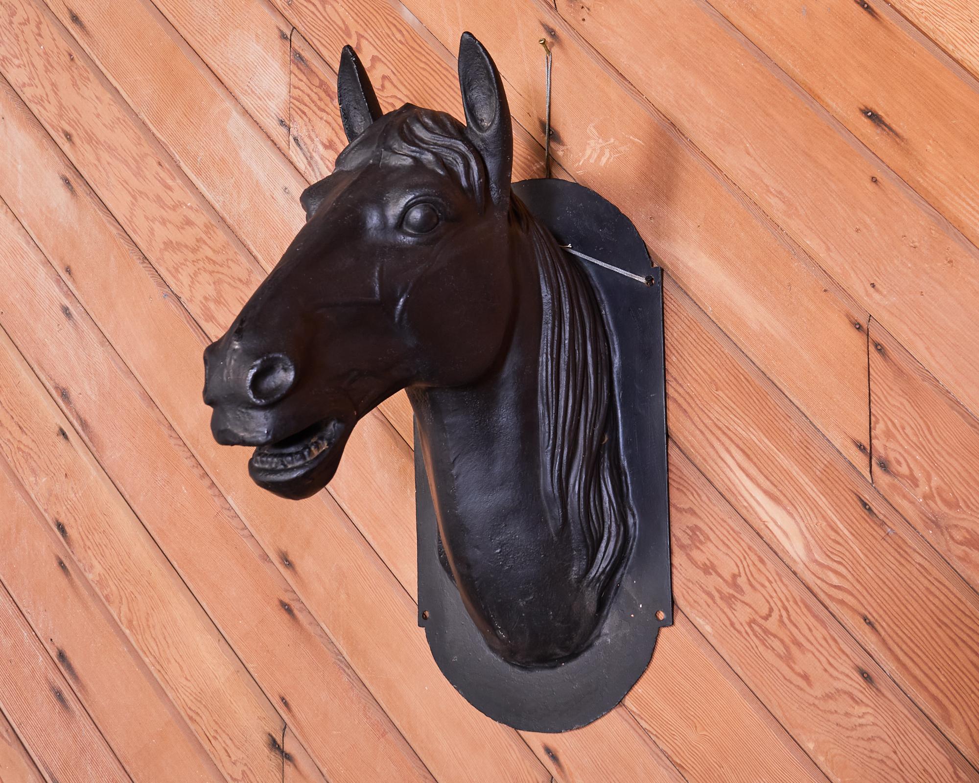 Rustic French Cast Iron Horse Head Butcher Shop Trade Sign For Sale