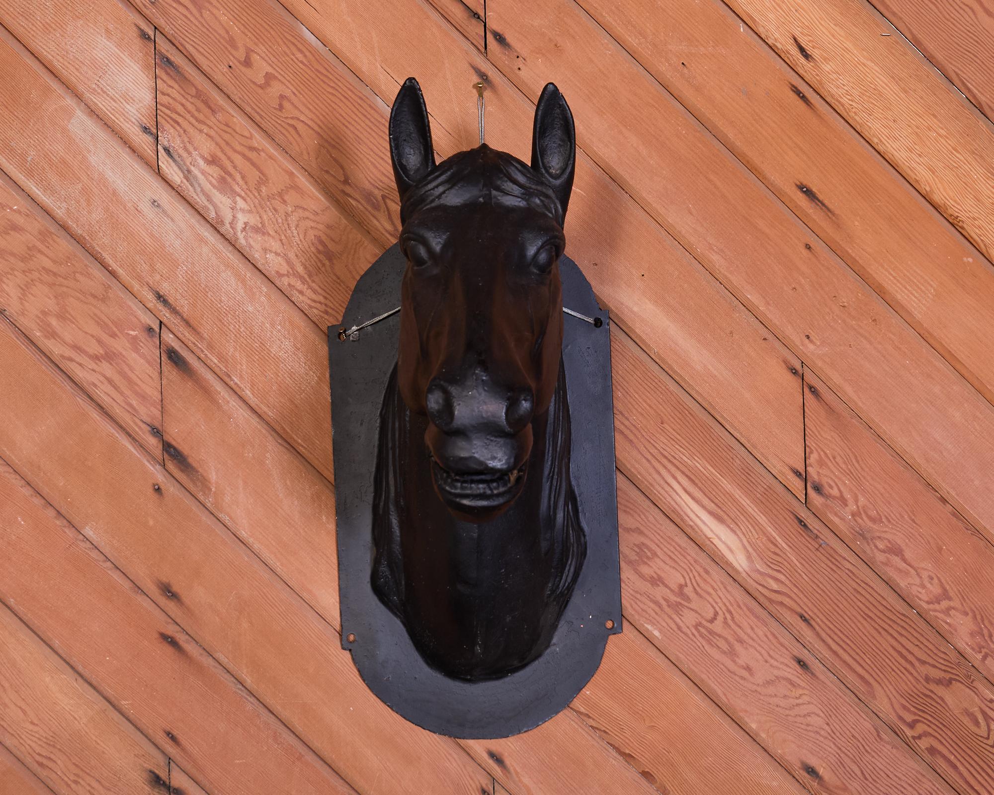 French Cast Iron Horse Head Butcher Shop Trade Sign In Distressed Condition For Sale In Rio Vista, CA