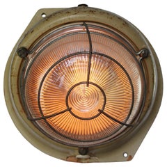 French Cast Iron Industrial Holophane Glass Wall Lamp Sconce by Mapelec