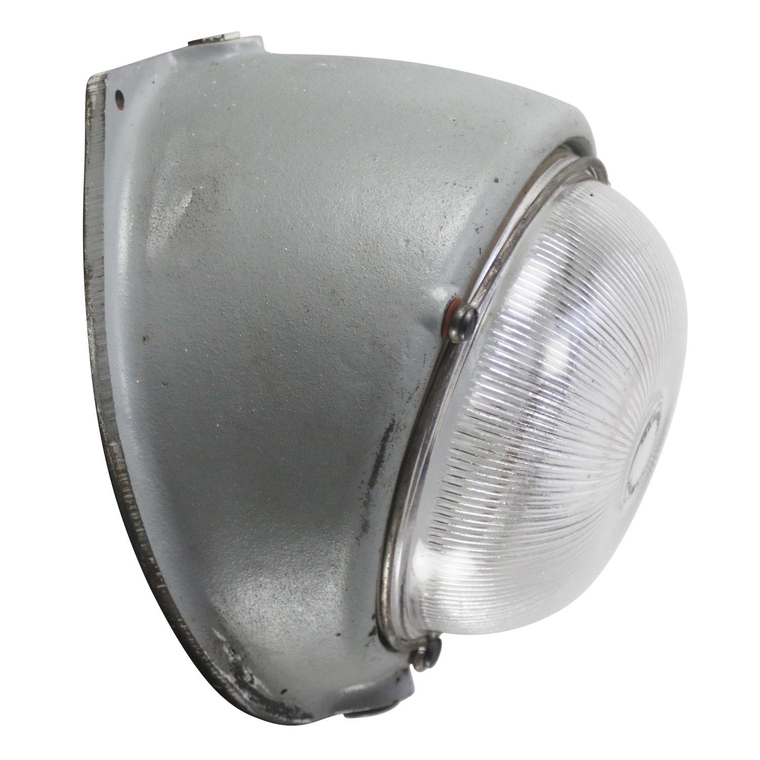 French Cast Iron Industrial Holophane Glass Wall Lamp Sconce by Mapelec In Good Condition For Sale In Amsterdam, NL