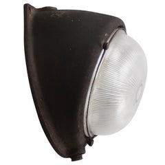 French Cast Iron Industrial Holophane Glass Wall Lamp Sconce by Mapelec