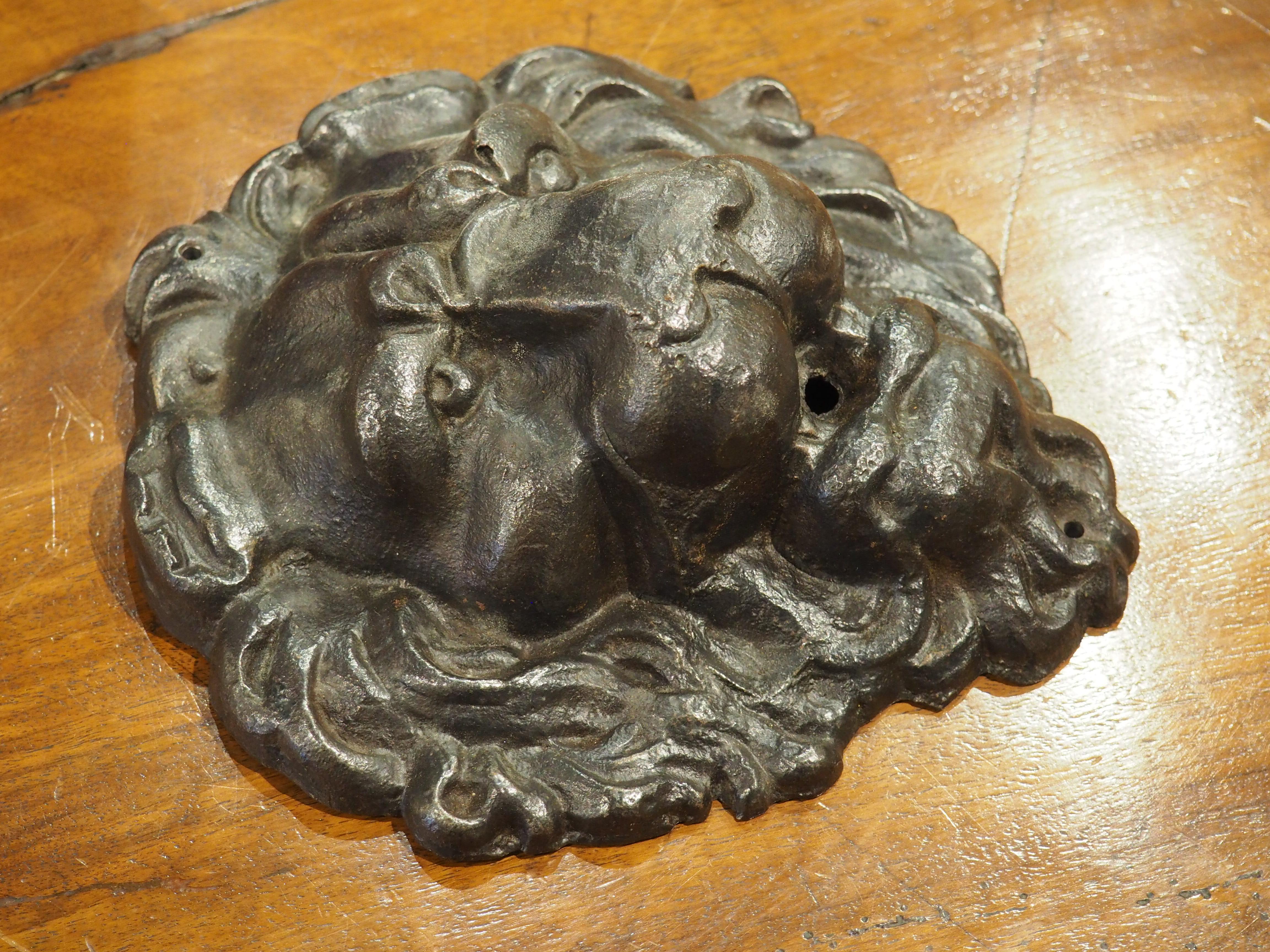 Französischer gusseiserner Löwenkopf-Mascaron-Brunnenauslauf, 20. Jahrhundert im Angebot 4