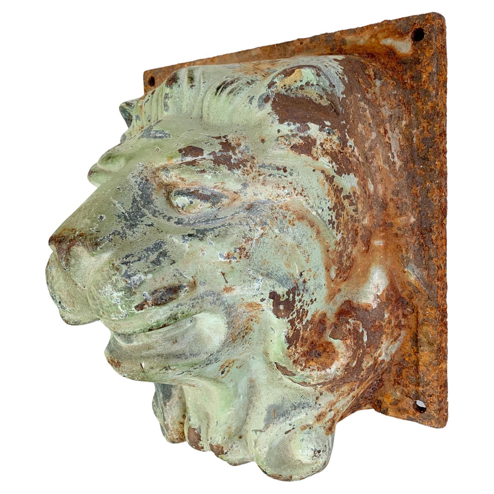 French Cast Iron Lion Head Water Feature For Sale