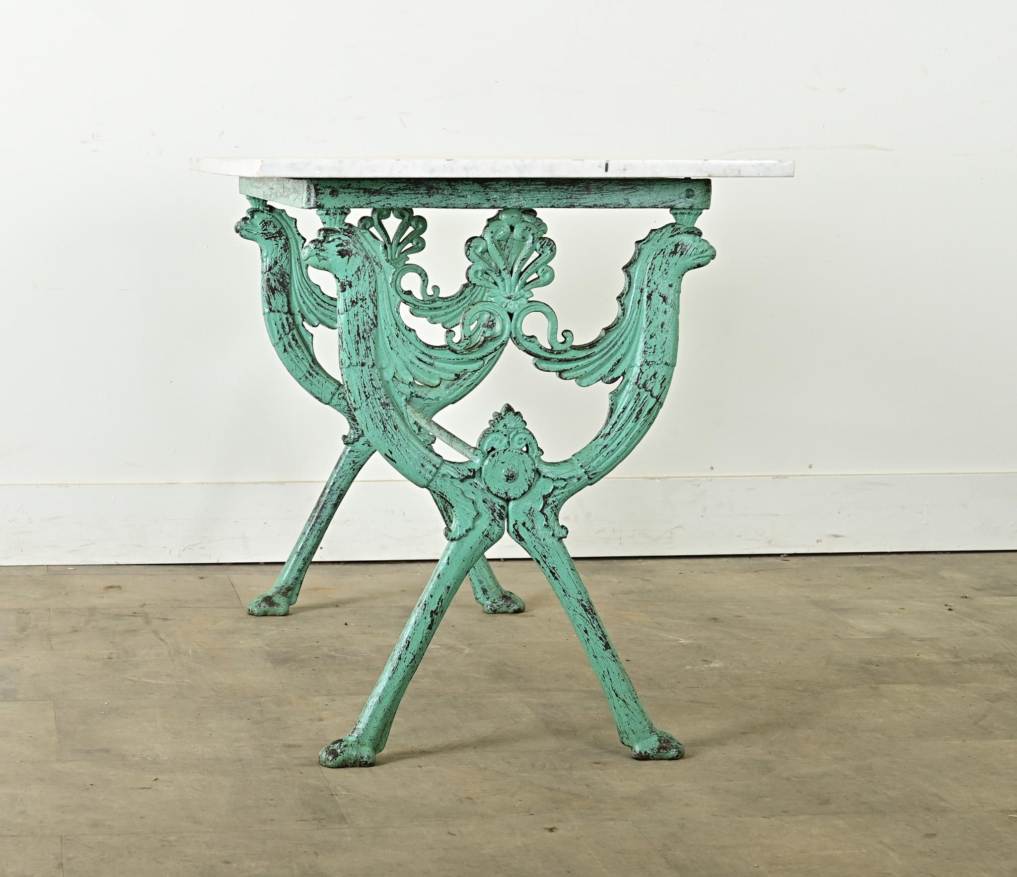 French Cast Iron & Marble Bistro Table 5
