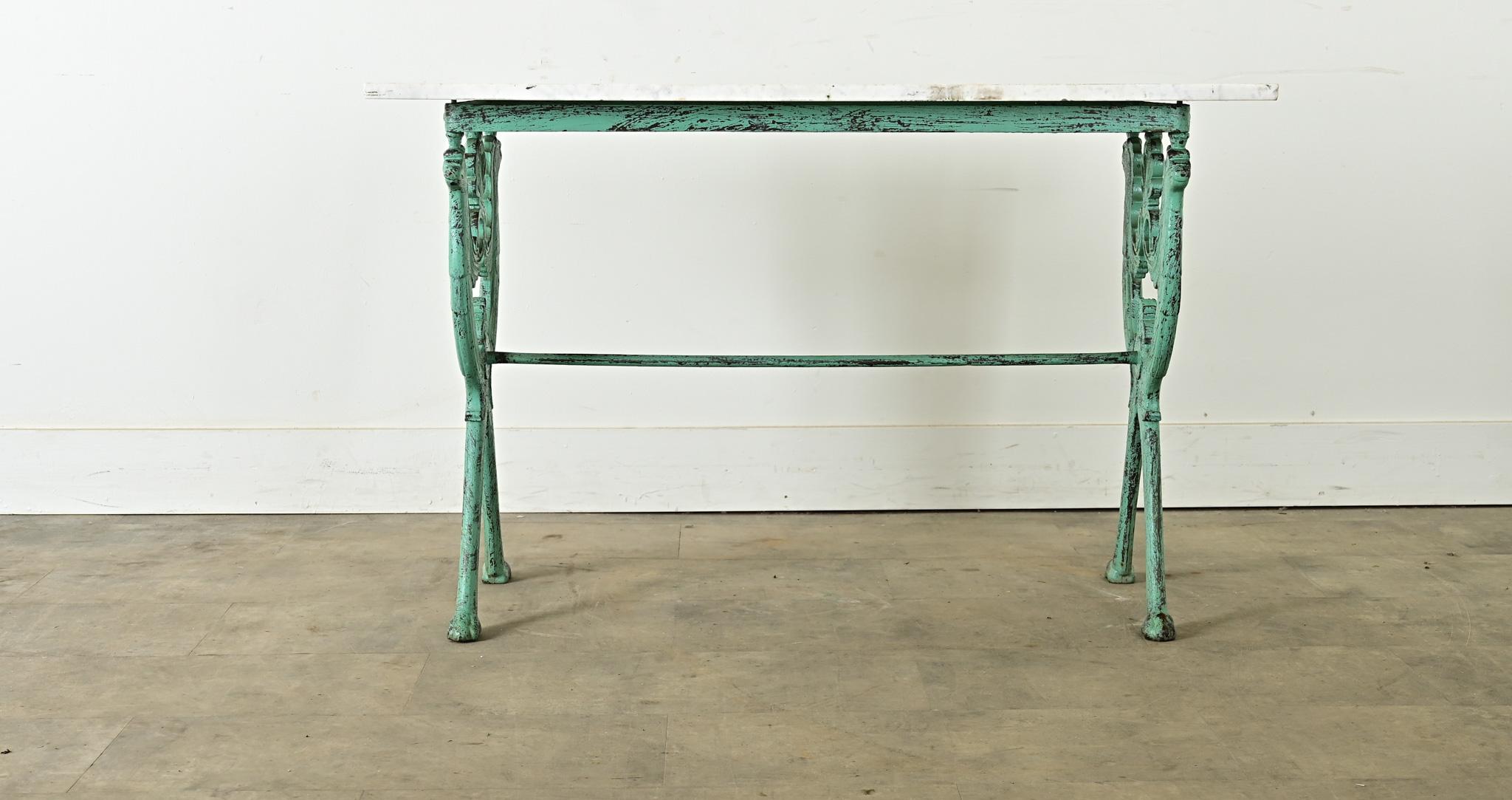 French Cast Iron & Marble Bistro Table 6